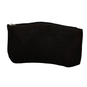 Vintage Black Knit Cosmetic Bag Pouch Zipper Closure Travel Makeup Organizer